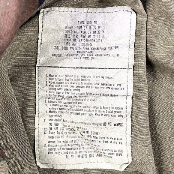 Vintage 90s Military US Army Camo Cold Weather Field Coat Size Small - Picture 3 of 9